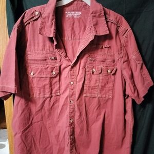 Men's Burgundy Short Sleeve Shirt